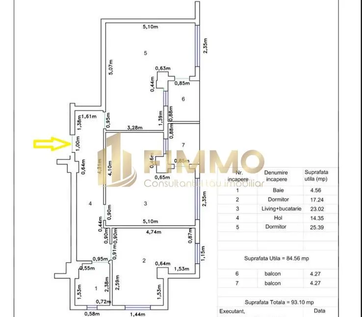 Apartament 3 cam | 93mp | Semi-finisat | Suceava | ID:1904 - foto 7