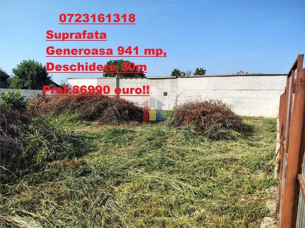 Teren in Suprafata de 941 mp, Deschidere 30 m, zona Excelenta  Chercea - foto 1