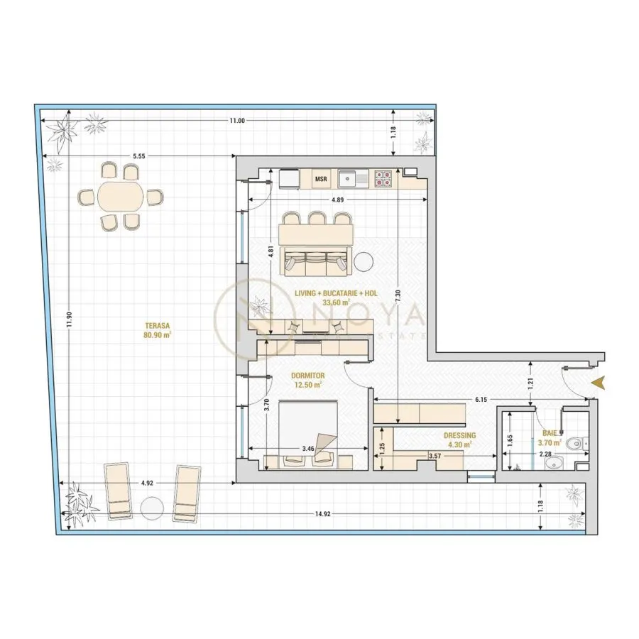 Apartament cu 2 camere Premium Marriott terasa 80 mp - foto 12