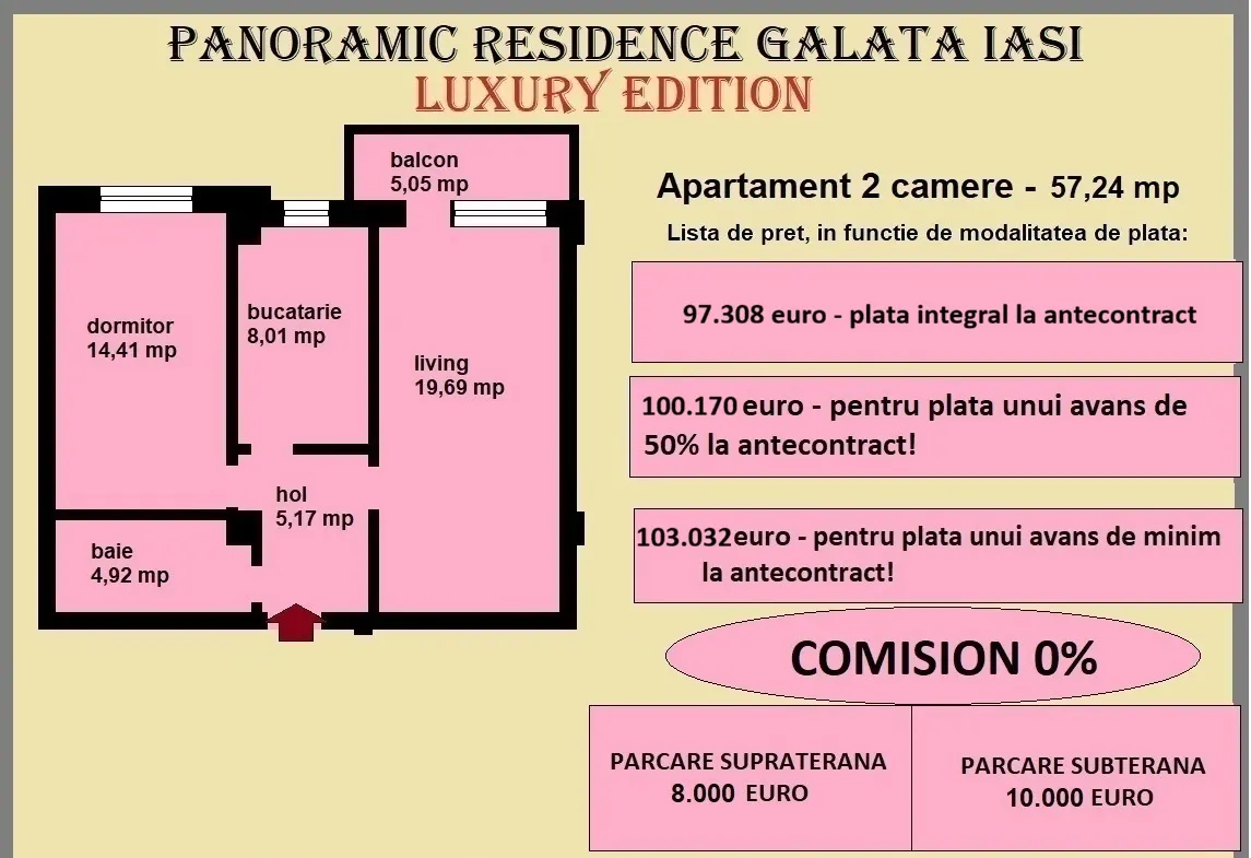 Apartament 2 camere de vanzare in Iasi, Galata, 57,24 mp, bloc nou - foto 2