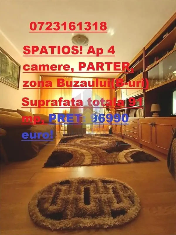 SPATIOS! 91 mp! Ap 4 camere, decomnadat, parter, zona Buzaului - foto 1
