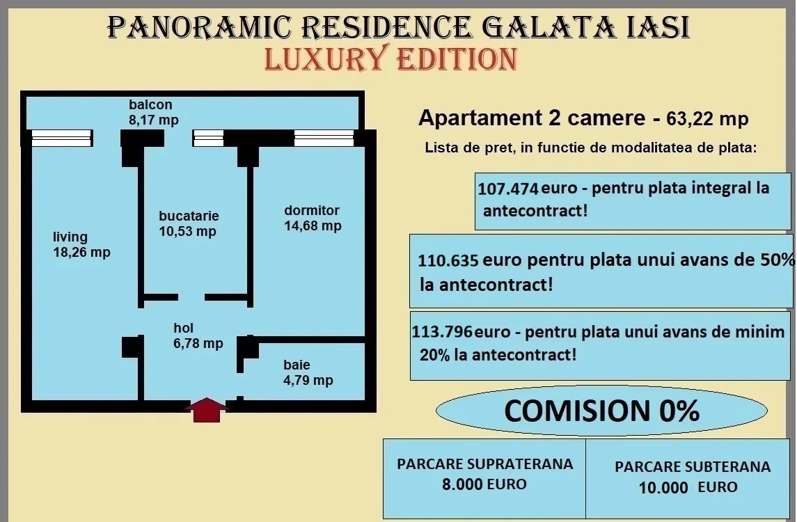 Apartament 2 camere de vanzare in Iasi, Galata, 63,22 mp, bloc cu lift - foto 2