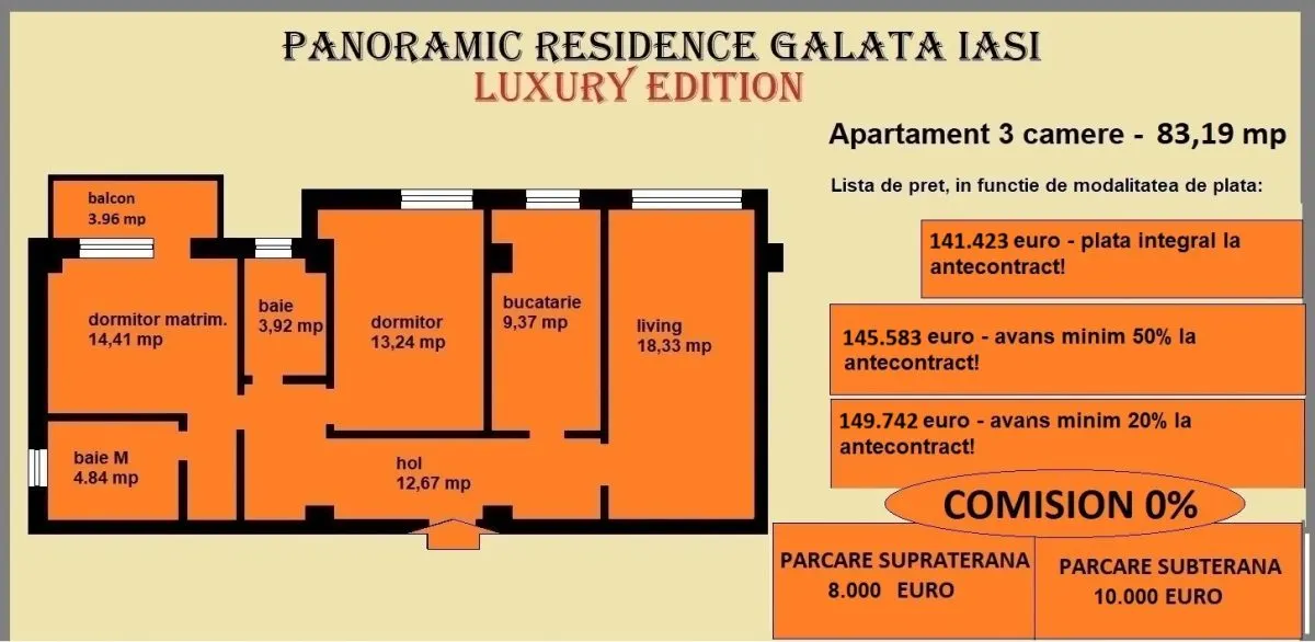 Apartament 3 camere de vanzare in Iasi, Galata, 83,19 mp, bloc nou - foto 2