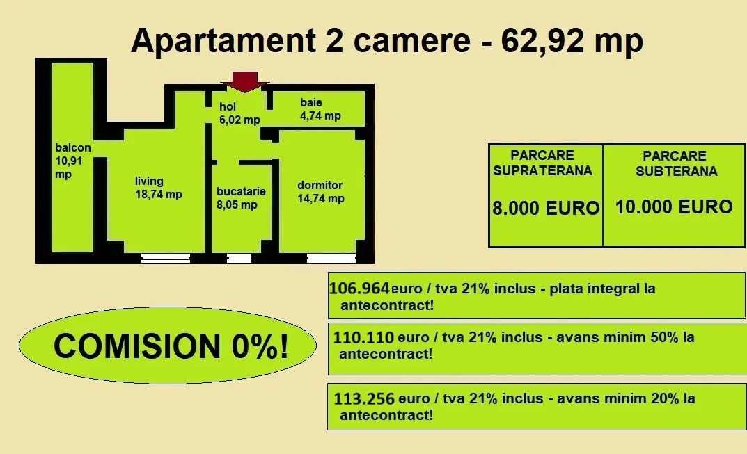 Apartament decomandat de vanzare in Iasi, Galata, 62,92 mp, bloc nou - foto 2