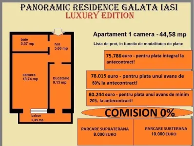 Apartament decomandat de vanzare in Iasi, Galata, 44,58 mp, bloc nou - foto 2