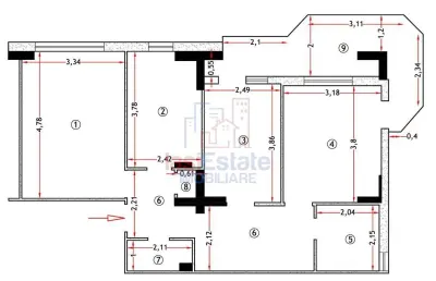 Apartament cu 3 camere, 78 mp, decomandat, 2 bai – zona Pacurari - foto 8