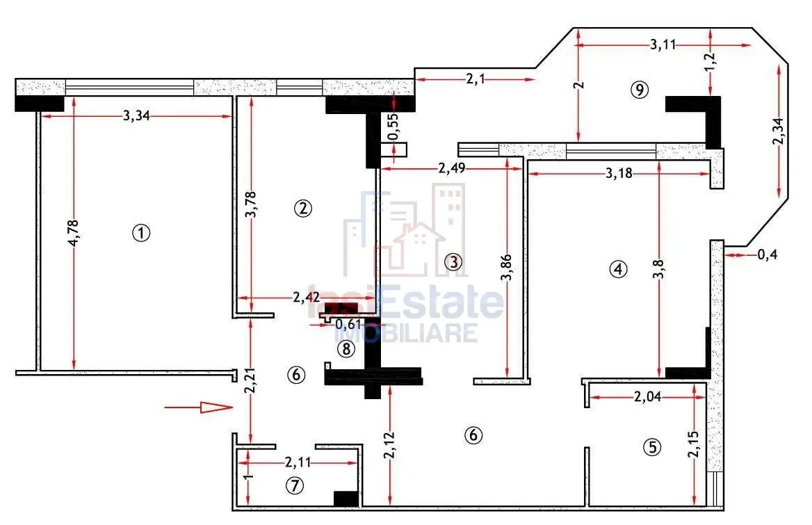 Apartament cu 3 camere, 78 mp, decomandat, 2 bai – zona Pacurari - foto 8