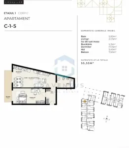 APARTAMENT 2 CAMERE | 55,55 MP + BALCON 7,5 MP | ETAJ 1 | SDC COSAȘILOR | CLUJ-NAPOCA - foto 4