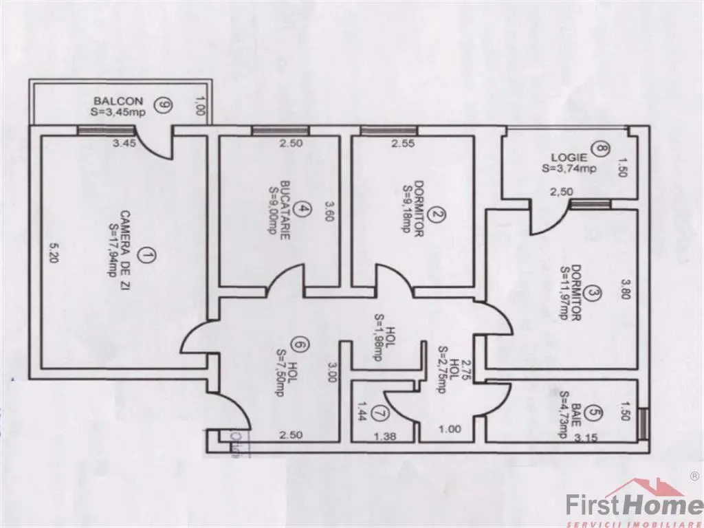 Apartament cu 3 camere, 74mp, etaj 1 , zona Centrala - foto 11