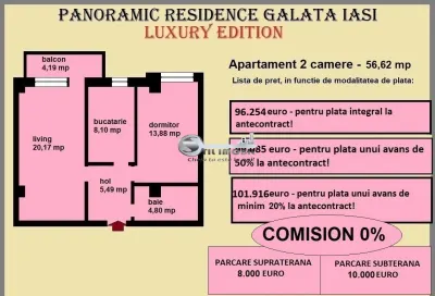 Apartament 2 camere de vanzare in Iasi, Galata, 56,62 mp, bloc nou - foto 2