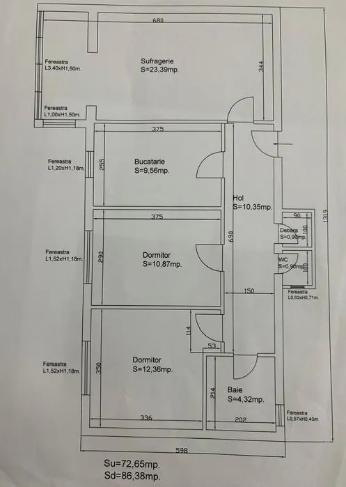 Apartament 3 camere Calea Bucuresti,-Judetean decomandat,135000 Euro - foto 1