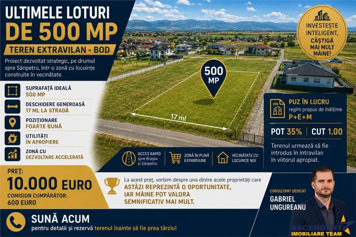 Parcela de teren 503 mp, Bod - Sanpetru - foto 1