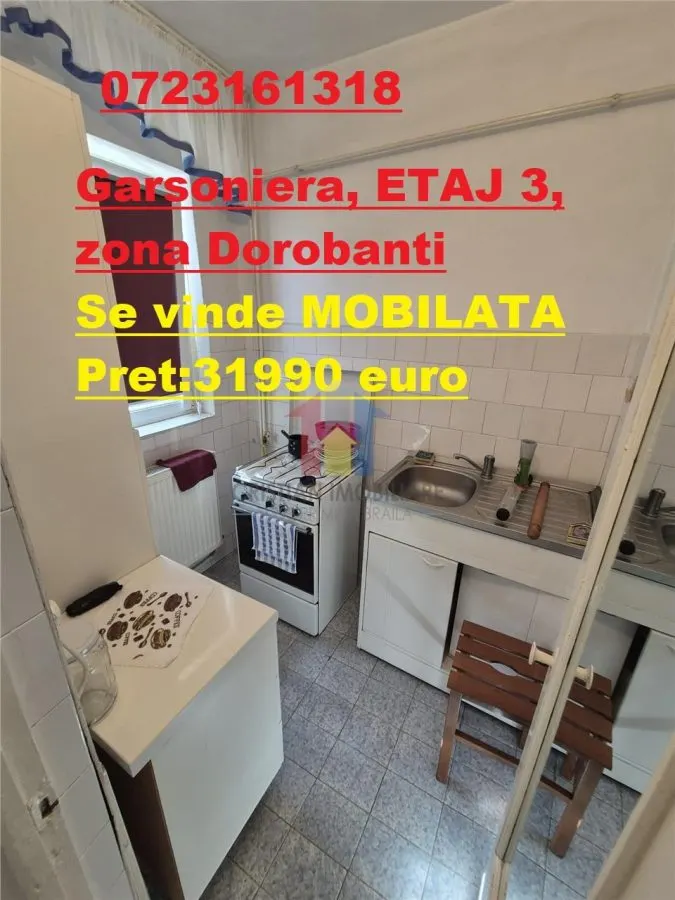 ETAJ 3! Garsoniera, zona Dorobanti! Se vinde MOBILATA! - foto 1