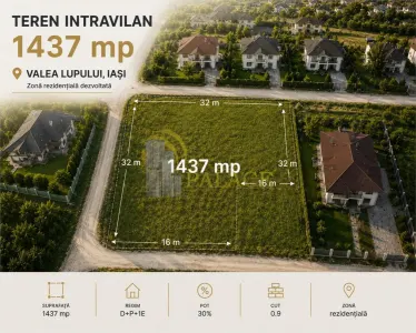 Teren intravilan 1.437 mp,  Valea Lupului, zona rezidentiala - Iasi