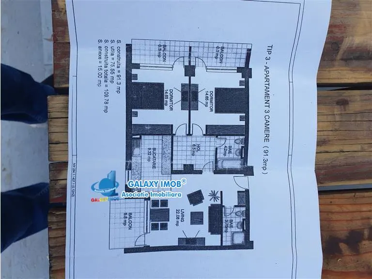 Apartament cu 3 camere Semi mobilat Utilat Chiajna 145.000 euro - foto 15