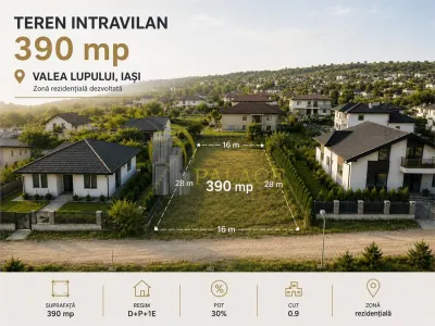 Teren 390 mp Valea Lupului zona de case noi - Iasi