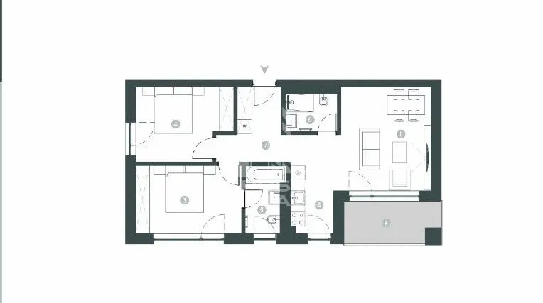 Apartament cu 3 camere,  2 bai, decomandat, incalzire in pardosela - foto 1