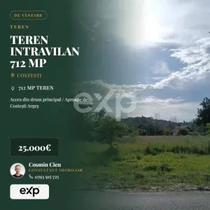 TEREN INTRAVILAN 712 MP | 17 ML DESCHIDERE | UTILITĂȚI | APROAPE DE COSTEȘTI - Costesti