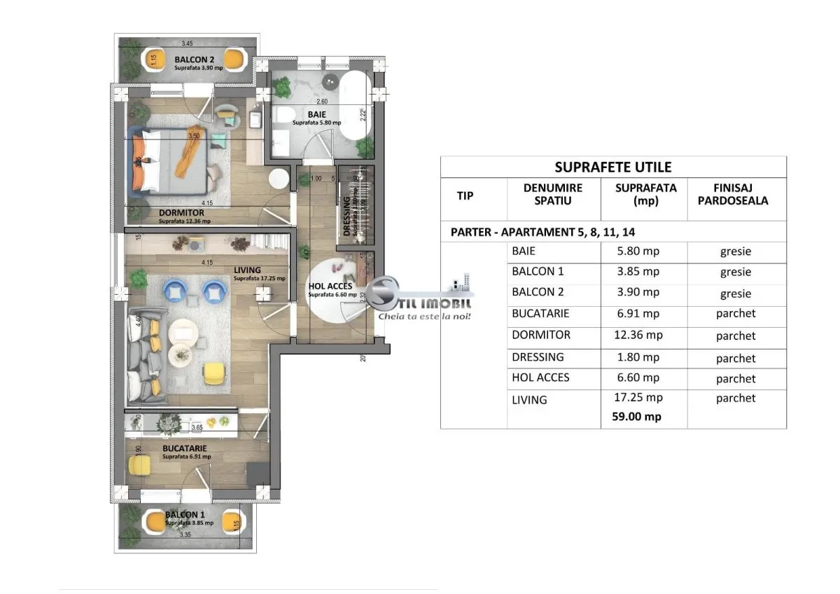 Ap.2 camere, SD, 58 mp, Bucium-Visan, 0% comision - foto 4