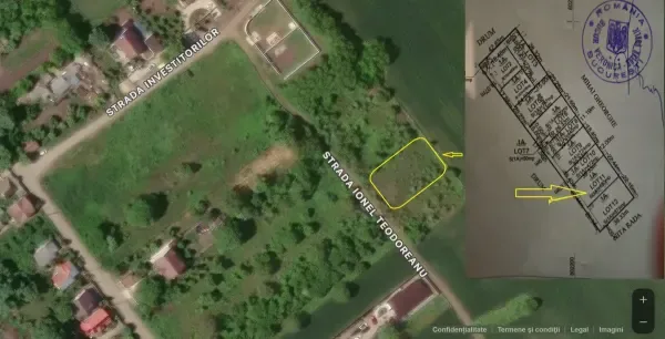 Teren pentru casă lângă București 995 mp,Postăvari, 22,44 m deschidere - Frumusani