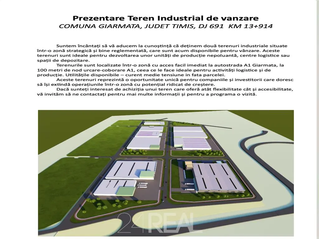 Teren industrial A1 Giarmata, Timisoara 2 loturi 98.000m & 100.000mp - foto 1