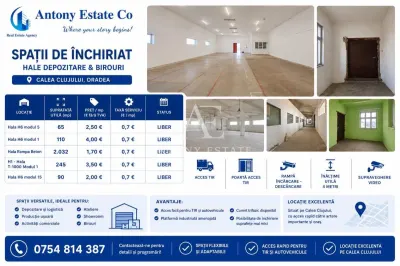 Antony Estate | Hale, Depozite & Birouri de Închiriat | 65 - 2032 mp | Oradea - Oradea