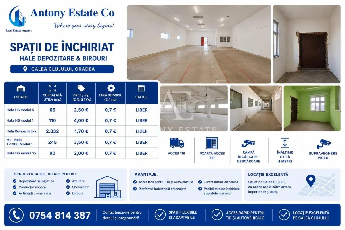 Antony Estate | Hale, Depozite & Birouri de Închiriat | 65 - 2032 mp | Oradea - foto 1