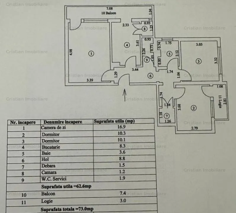 Apartament 3 camere, confort 1, Progresu, etaj 3 - foto 9