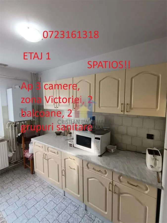 ETAJ  1, Ap 3 camere zona Garii, SPATIOS, 2 vederi, 2 balcoane - foto 1