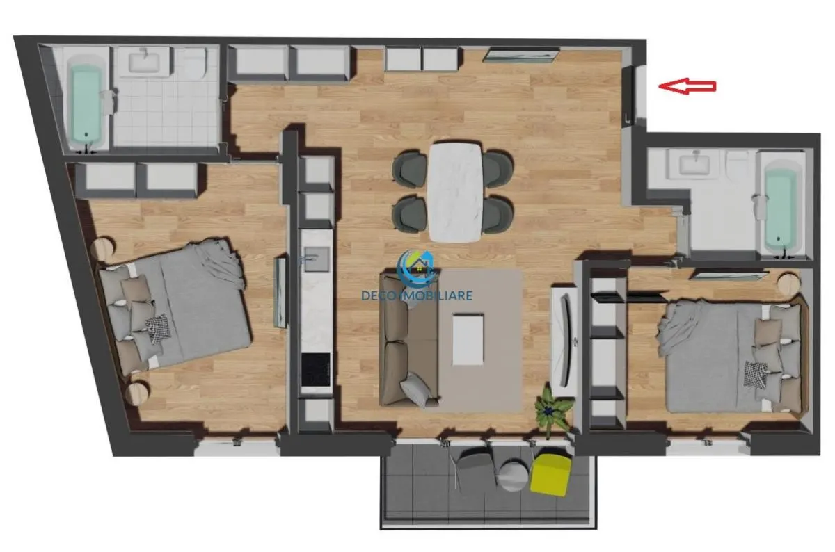 Apartament 3 camere finalizat, 69 mp cu balcon 4 mp, zona Vivo - foto 11
