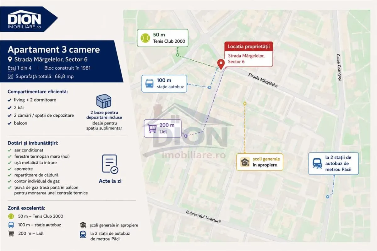 Militari Apusului Str. Mărgelelor. ap. 3 cam –  2x gr. sanitar - foto 1