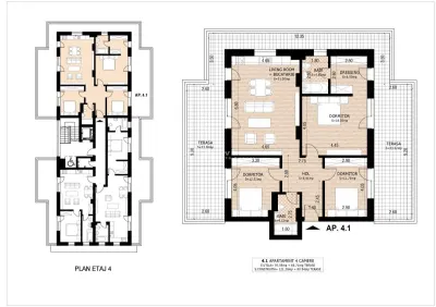 4 camere 98mp si  terasa 68mp imobil nou Th. Pallady - Bucuresti