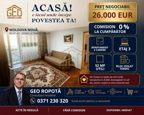 Apartament 2 camere Moldova Noua - poza 1
