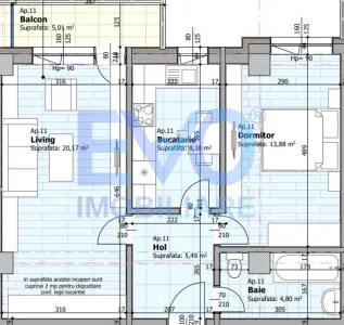 Apartament cu 2 camere, bloc nou, 57,44 mp, decomandat, zona Galata - foto 2
