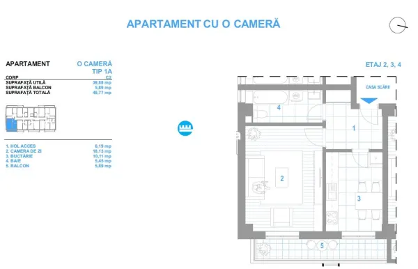 Apartament 1 camera Iași - poza 6