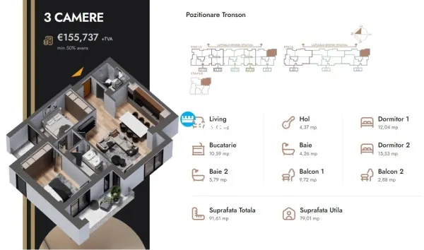 Apartament 3 camere Iași - poza 2