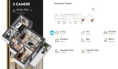 Apartament 2 camere,67.49 mp,bloc nou,zona Nicolina Selgros - foto 2
