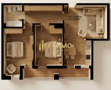 Apartament 3 cam | 65.6mp | Bloc Nou | Burdujeni | ID:1924 - Suceava