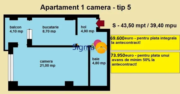 Apartament 1 camera Iași - poza 3