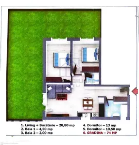 Apartament de vanzare in Sibiu - 3 camere, cu gradina si parcare privata, Selimbar - foto 2