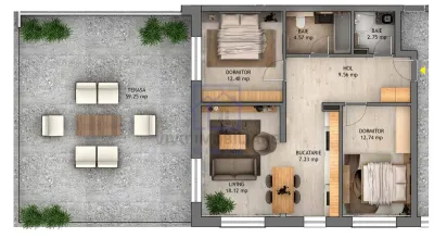 Penthouse de vanzare in Sibiu - 3 camere, terasa 59.35 mp, bloc nou, cu lift, zona Dna Stanca - foto 2