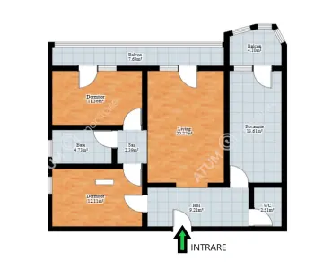 De inchiriat apartament cu 3 camere decomandate si 2 balcoane din zona centrala din Sibiu - foto 8