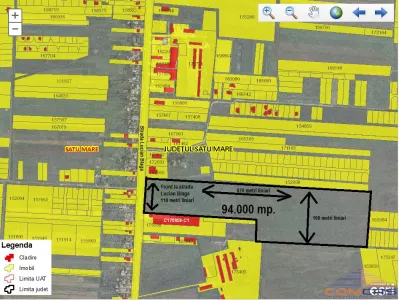 De vanzare 9,4 ha teren cu toate utilitatile pe strada Lucian Blaga - Satu Mare