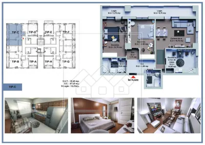 Ap. semidecomandat, 3 camere, 69,45 mpu, bloc nou, lift - foto 2