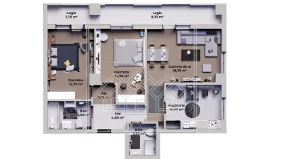 Ap. semidecomandat, 3 camere, 69,45 mpu, bloc nou, lift - foto 16