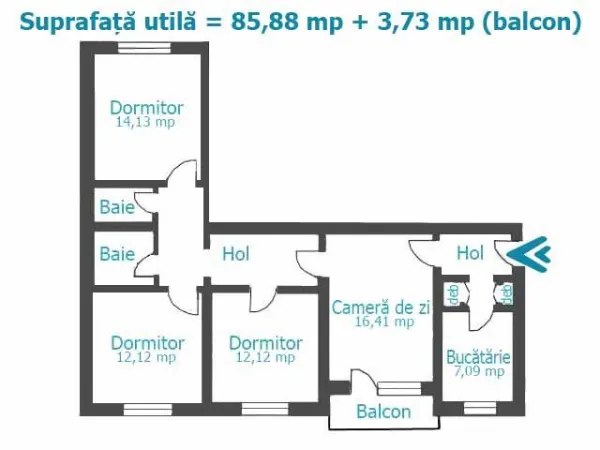 Apartament 4 camere Ploiești - poza 9