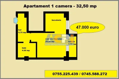 Apartament 1 camera, 32,50 mp de vanzare in Iasi, bloc nou Valea Adanca - foto 2