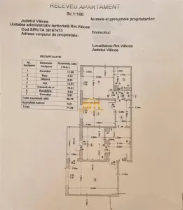Apartament 3 camere de vanzare - Ostroveni, zona Pieței, decomandat, 71,29 mp - foto 12