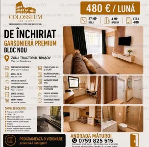 Garsoniera premium | Amenajata mordern si elegant |  Valcom Residence - Zona Tractorul - Brasov
