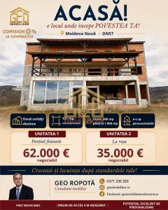 Casa DUPLEX P+1+M in Moldova Noua - Moldova Noua